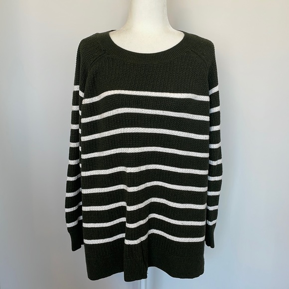 Old Navy Stripped Olive Green Sweater - Picture 2 of 5
